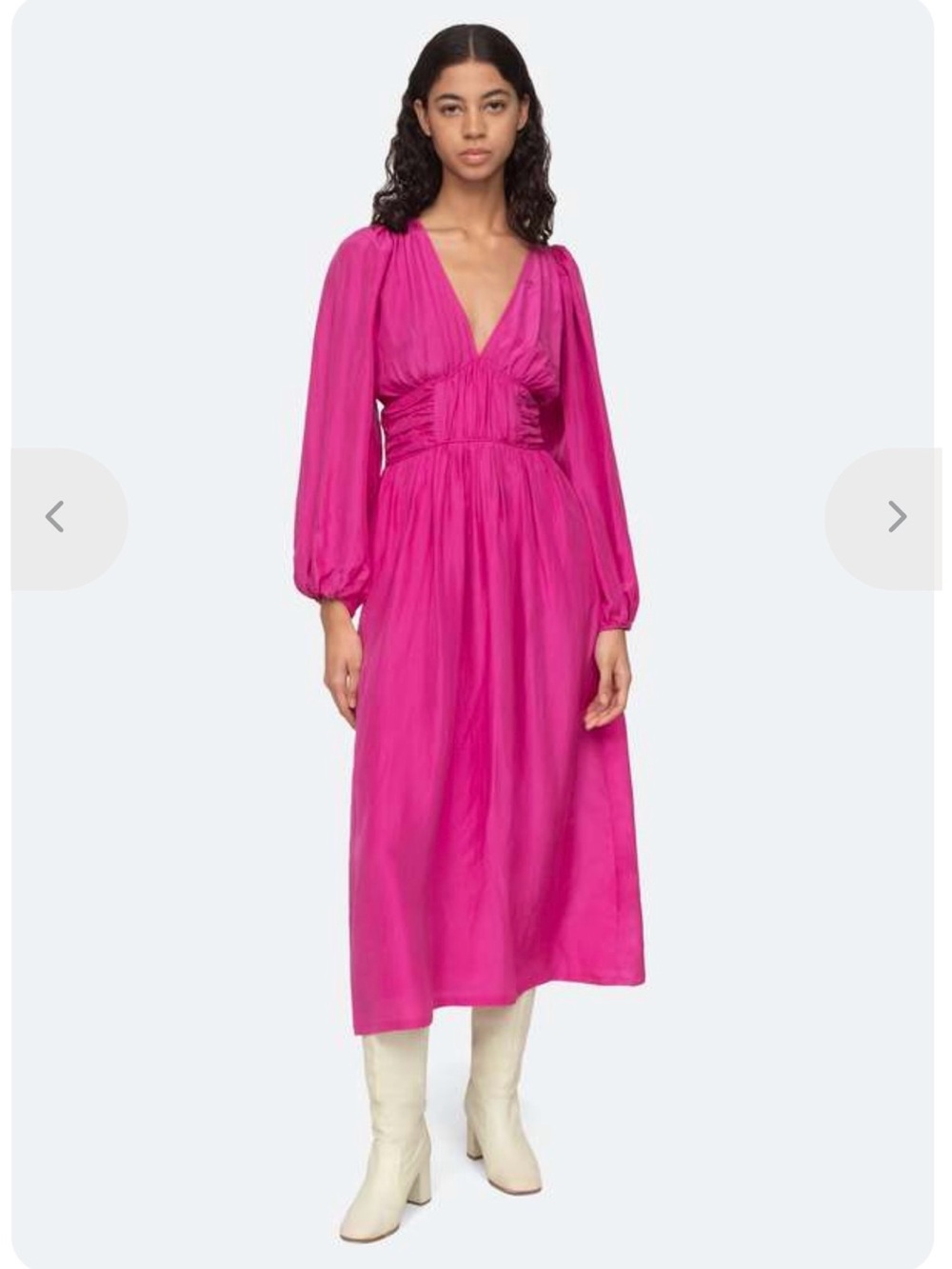 NWT Sea New York Magenta V-Neck Long Sleeve Midi Dress